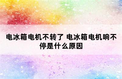 电冰箱电机不转了 电冰箱电机响不停是什么原因